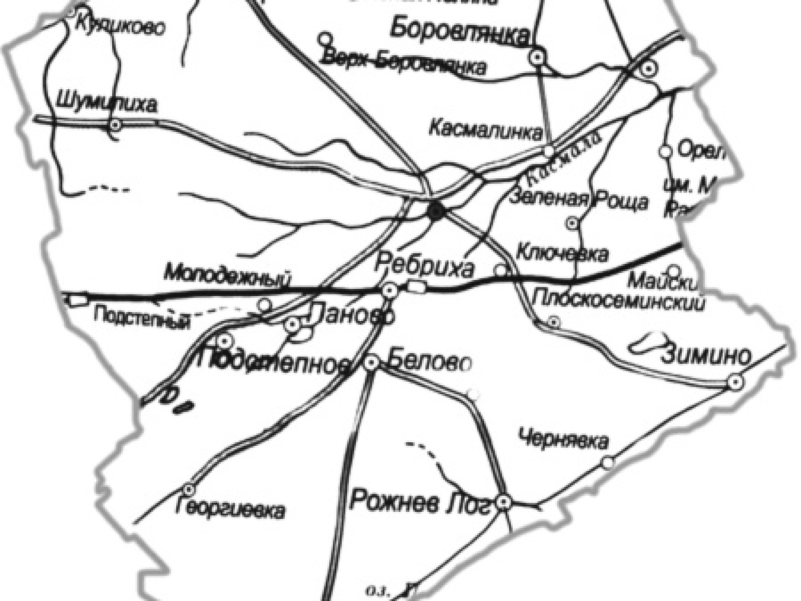 Карта Ребрихинского района Алтайского края. Карта Ребрихинского района.